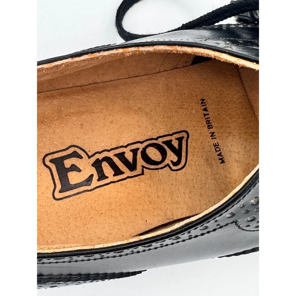 Desborough Shoe Envoy Men Black Leather Ghillie Brogues Made in Britain Tasseled
